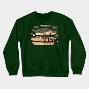 Wildlife Ripped Elephant Herd Crewneck Sweatshirt